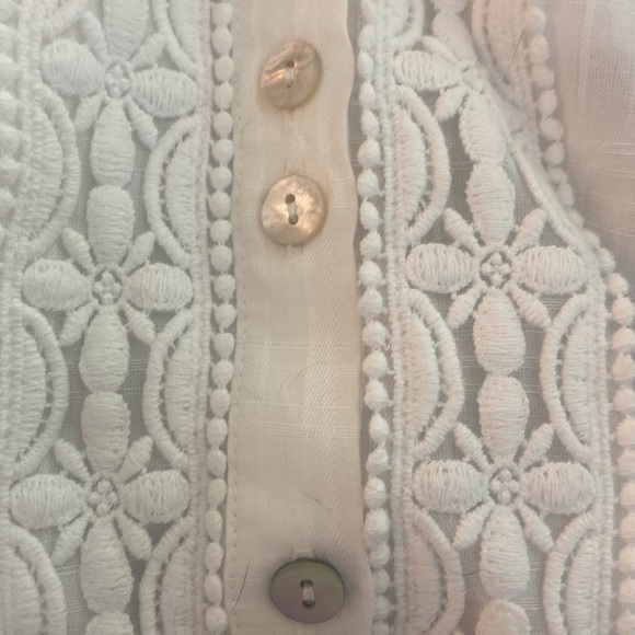 Johnny Was Calme Sleeveless Button Front Top Lattice Trim Embroidered Small - Picture 4 of 4